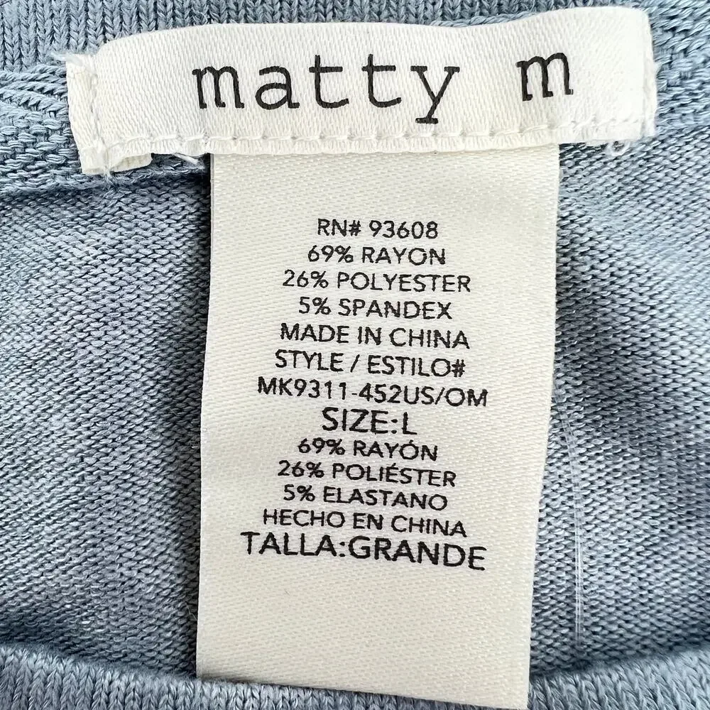 Matty M Womens Long Sleeve Crew Neck Tunic Gray NWT
